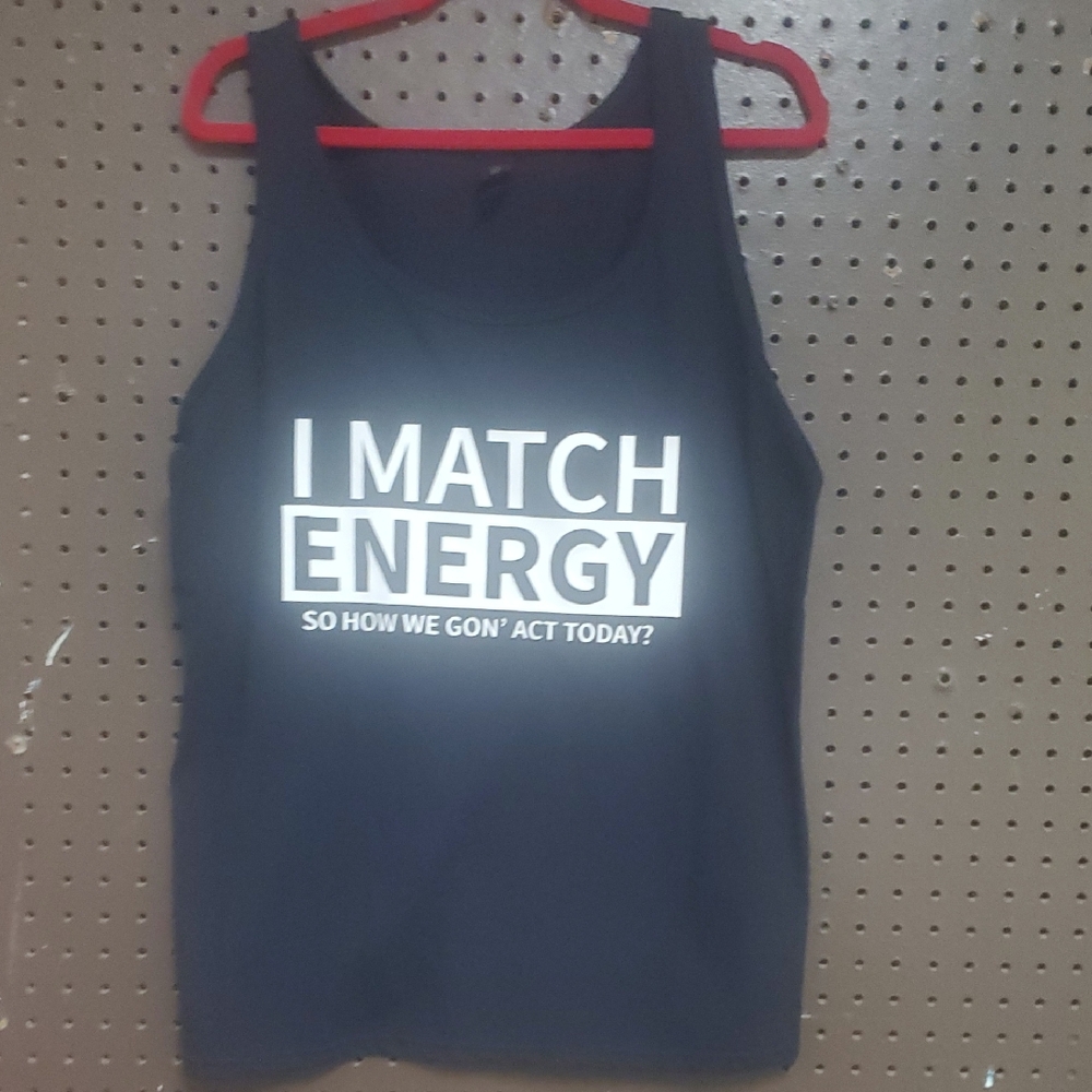 Black Tank Top with Bold White Text